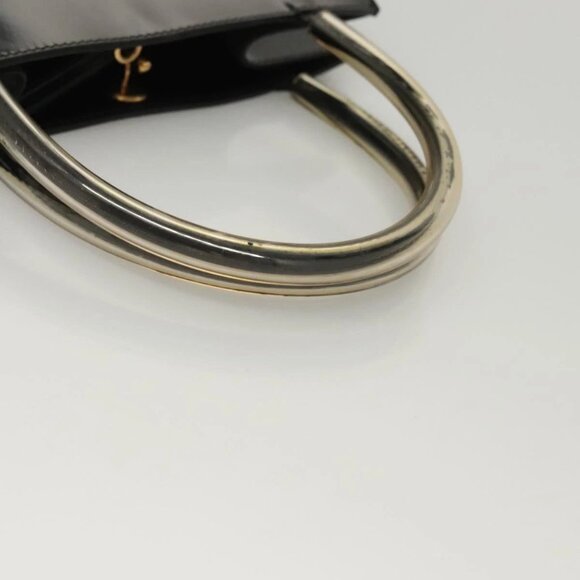 Salvatore Ferragamo Hand Bag Enamel Black Auth - Picture 12 of 16
